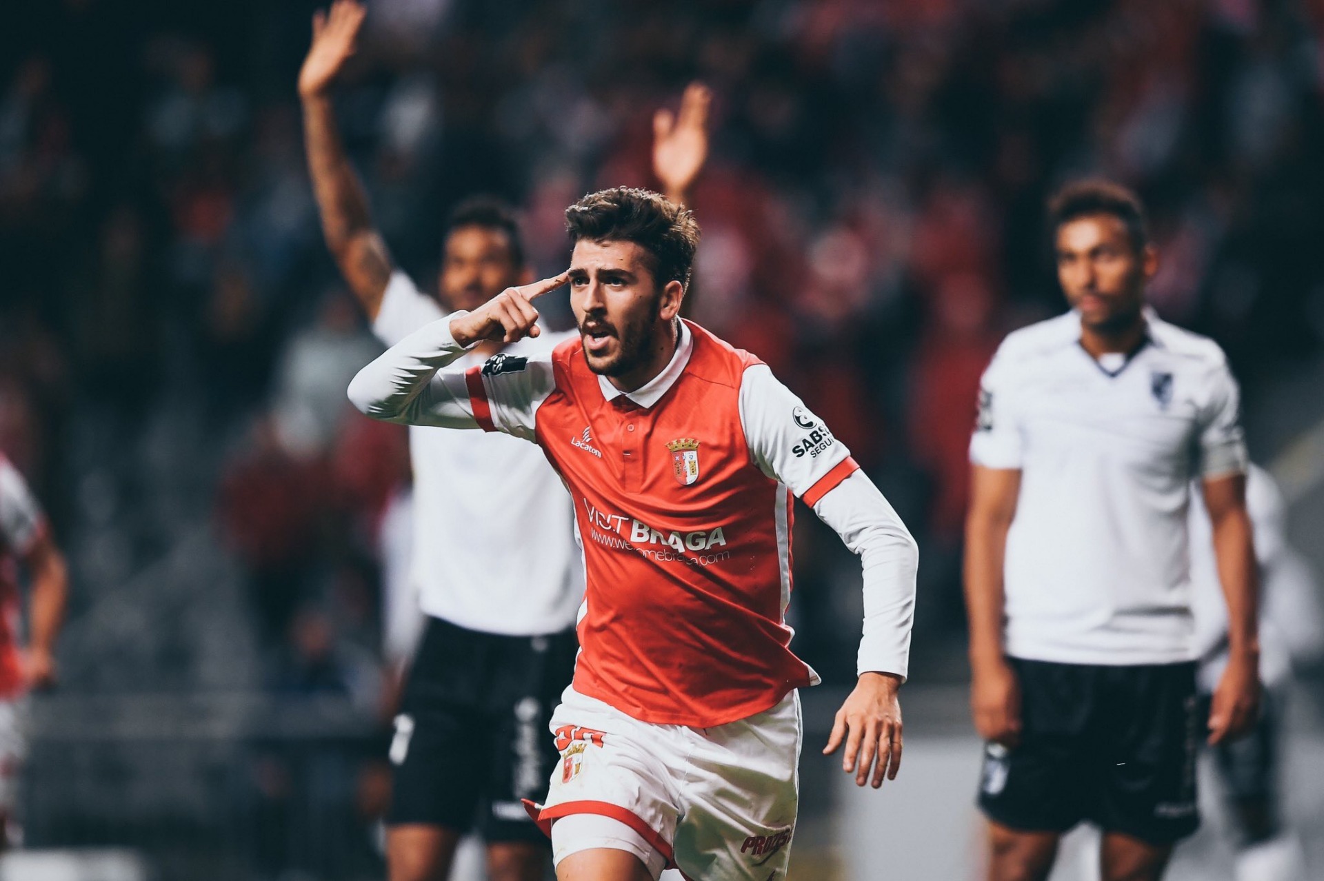 Paulinho celebrando un gol ante Vitória SC. Imagen: SC Braga